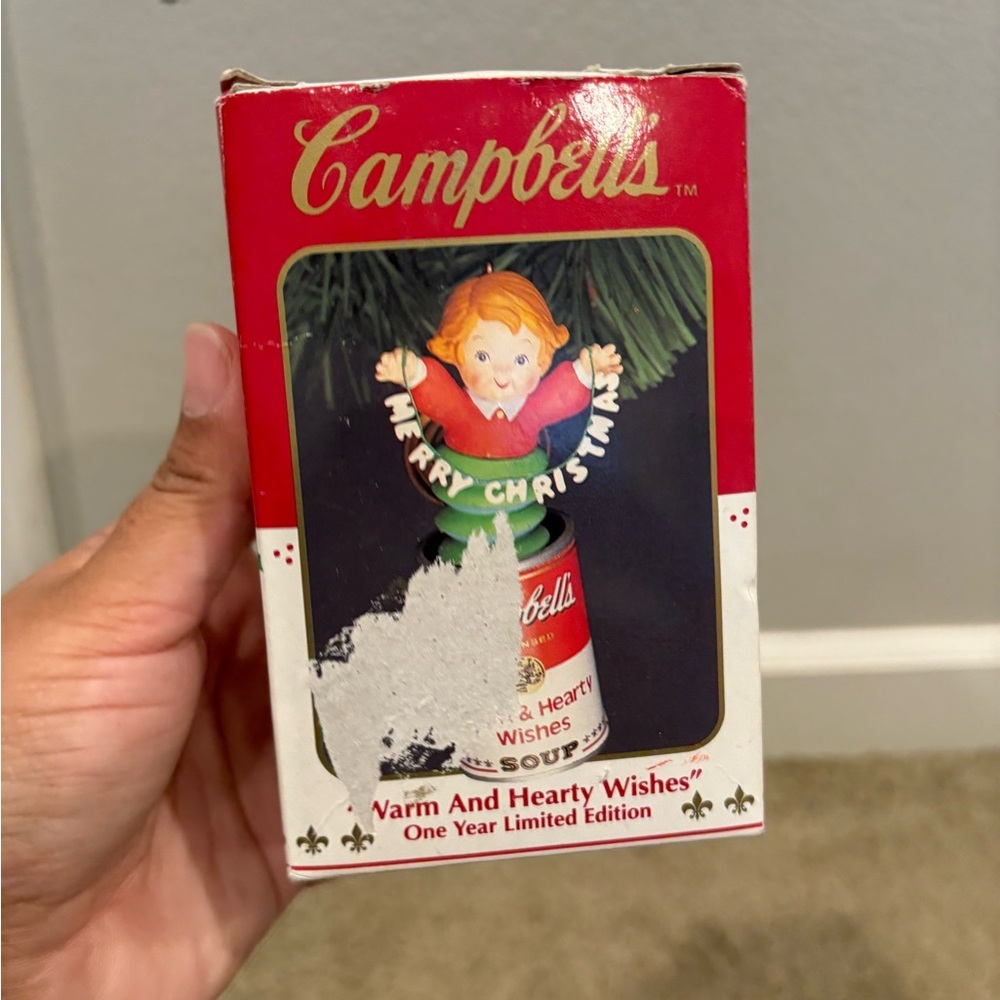 Vintage Enesco Warm and Hearty Wishes Campbell's Soup Christmas ornament ‘93 EUC - Picture 9 of 15
